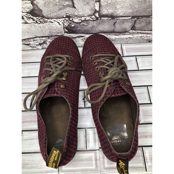Dr. Martens Samira Burgundy Black Plaid Fabric Lace Casual Shoes Women Sz 11M US - Picture 8 of 16